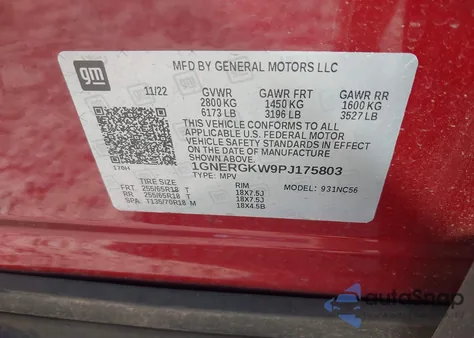 2023 Chevrolet Traverse Fwd Lt Cloth from USA, damaged, VIN 1GNERGKW9PJ175803